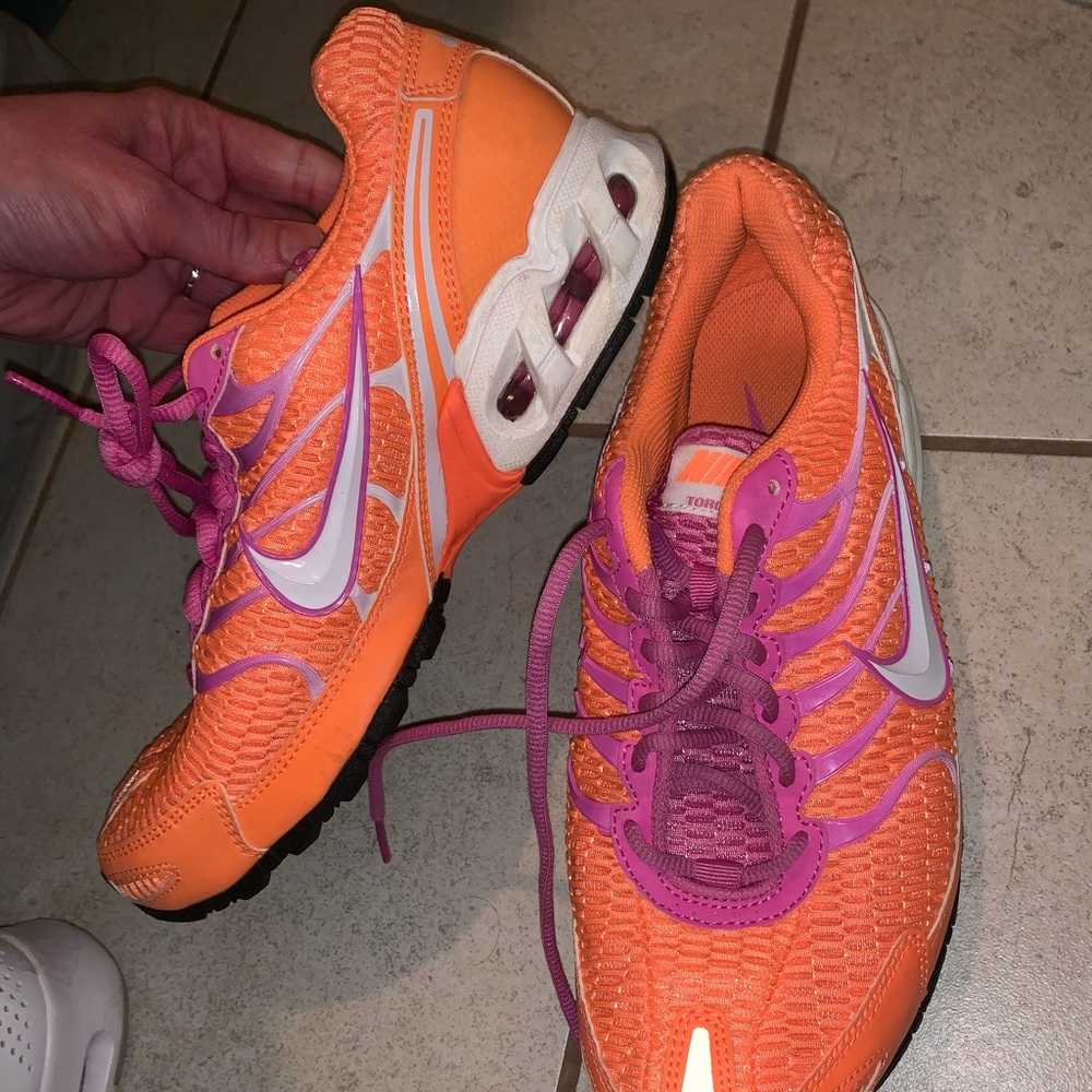 Nike air max orange and pink sneakers